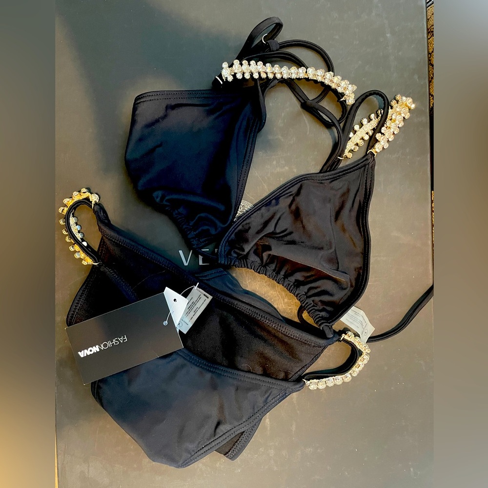 Fashion Nova -bikini NWT never worn! Size Large  Rhinestones/ High-waisted